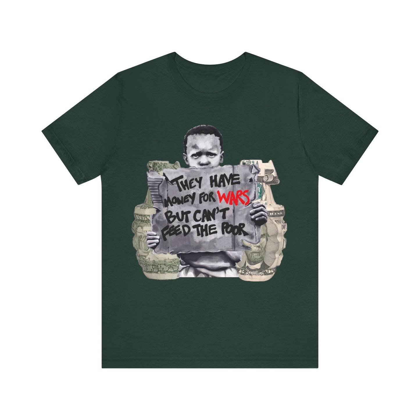 Money for War: Unisex Jersey Short Sleeve Tee